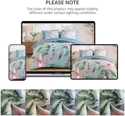Queen Comforter Set - 7 Pieces Soft Floral Bed in a Bag Queen Bedding Sets
