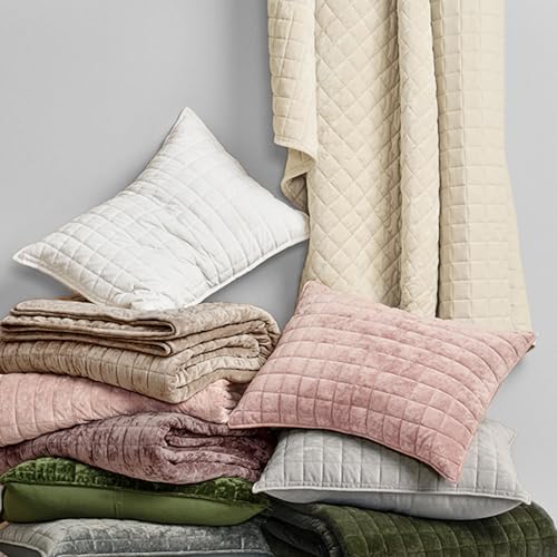 RECYCO Velvet Quilt Set, Oversized California King 118"x106", Natural Tan