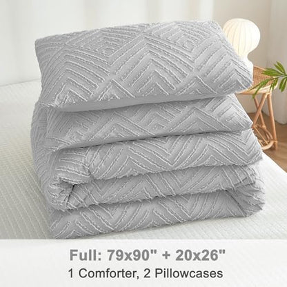 Litanika Full Size Comforter Set, 3 Pieces Tufted Boho Bedding Set