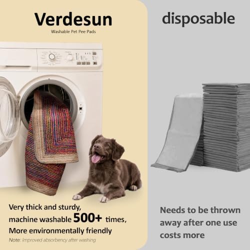 Washable Pee Pads for Dogs 72"x72" 2 Pack Reusable Puppy Potty Pad