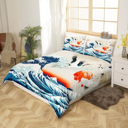 Feelyou Japanese Wave Duvet Cover Queen Size Boys Girls Teens