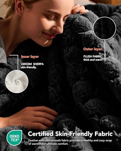Homemate Heated Electric Throw Blanket 50"x60" Faux Fur Heating Blankets