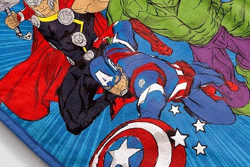 Jay Franco Kids Plush Throw Blanket – Soft & Cozy Fleece Throw for Bedroom & Couch Décor, Official Licensed Product, Blue - Avengers, 40x50 - Travel Blanket