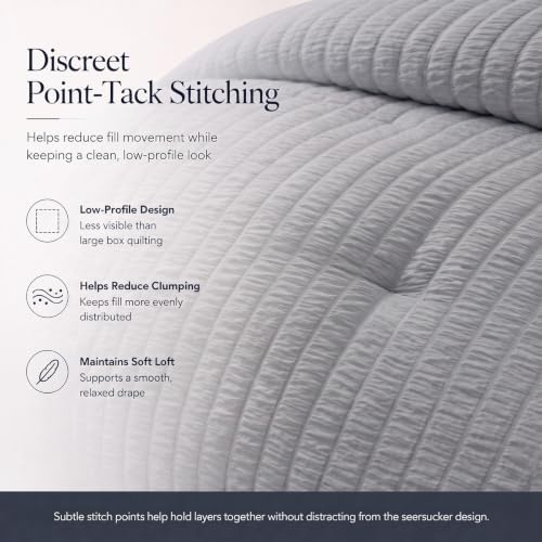 CozyLux Oversized King Comforter Set 120x98 in, 7-Piece Grey Seersucker