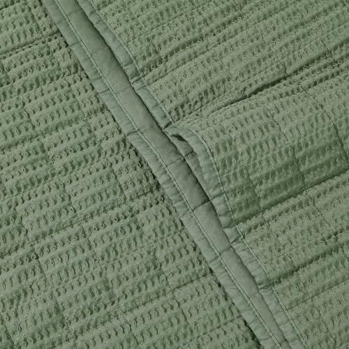 Levtex Home Cloud Waffle - Throw - Waffle Textured - Forest Green - Throw (50x60in.) - Cotton