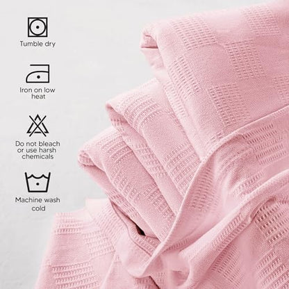 Utopia Bedding 100% Cotton Thermal Blanket Dusky Pink Queen, 90x90 Inches