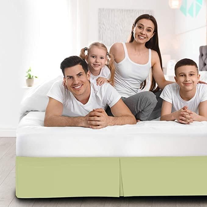 Mattress-Homes Luxury Box Pleated Bed Skirt Split Corners Platform Style Easy Fit Fade & Wrinkle Resistant with Tailored Drop 10 Inch (Queen, Sage)