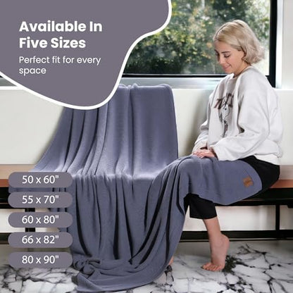 Dalisa Alina GOTS Organic Cotton Throw Blanket, Grey Blue, 50x60 in