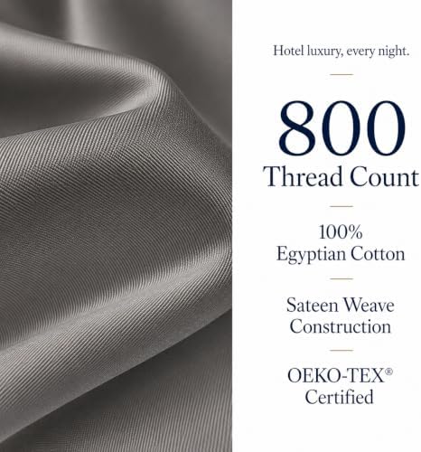 800TC Queen Sheet Set, Luxury 15" Deep Pocket Queen Sheets - Granite Grey