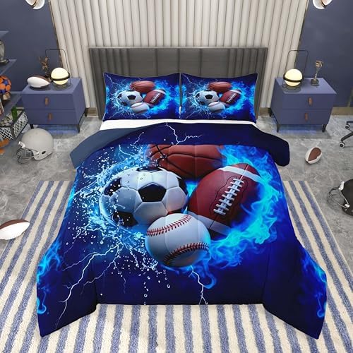 Feelyou Boys Sports Comforter Set Twin Size for Kids Boys Girls