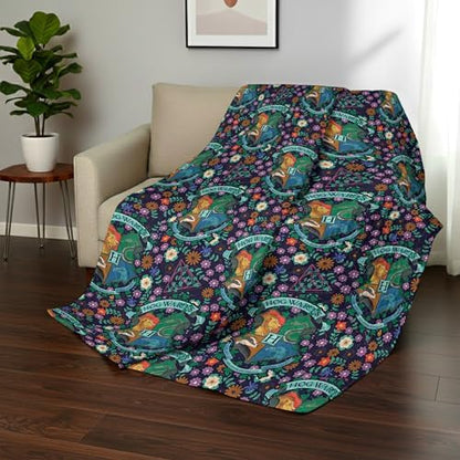 Harry Potter Botanical Crests Full/Queen Quilted Throw Blanket Adults Boys Girls, Soft Lightweight Bedding for Bed, or Couch, 90 x 90 inches