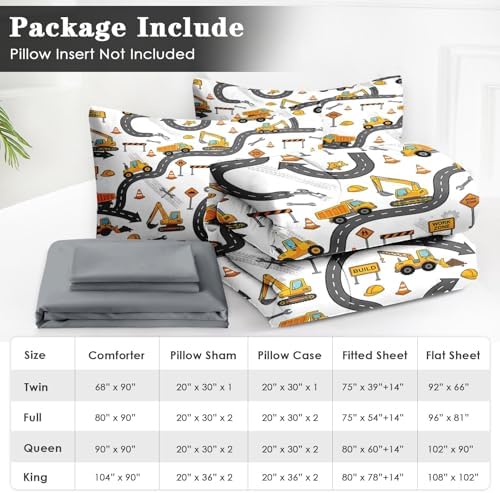 WeCozy 7 Pieces Full Comforter Set for Boys - Truck Bedding for Kids