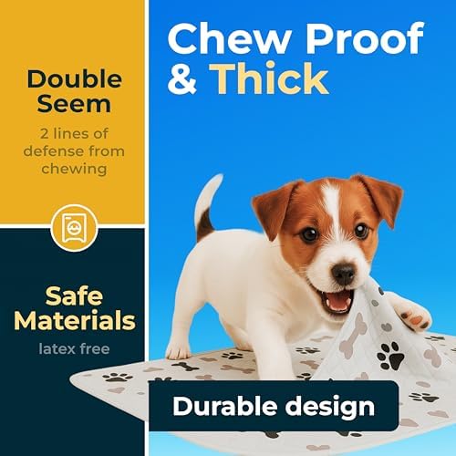 GREEN LIFESTYLE Washable Pee Pads for Dogs - Waterproof Reusable Puppy Pads with Anti-Slip Backing, Pet Training Pad for Puppy Playpen, Crate, Whelping Box, Potty Training (Pack of 6-34x36)