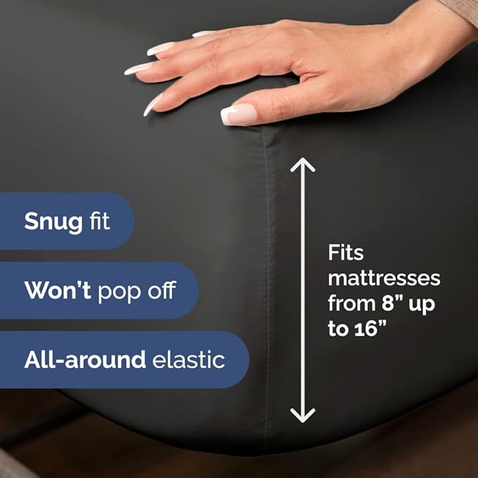 Bulk Case Pack of 10 Sheet Sets - (10) Complete Split King Size Sheet Sets w/ Deep Pockets - Wholesale Bulk Bedding for Hotels, Spas & Airbnbs - Breathable and Wrinkle Free - (Split King, Charcoal)
