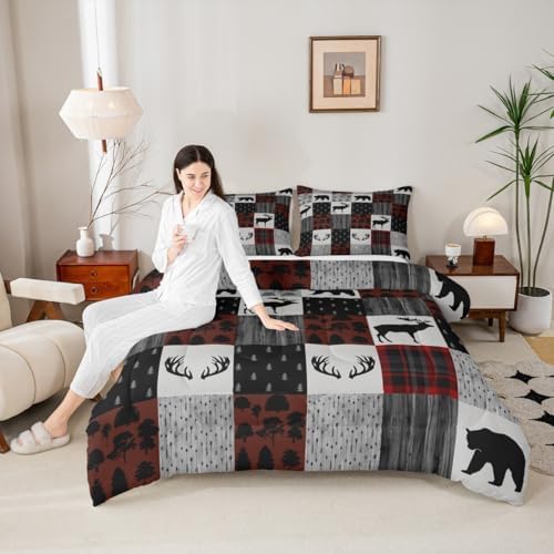Feelyou Moose Bedding Set Queen Size 3 Piece for Boys Girls Women Men