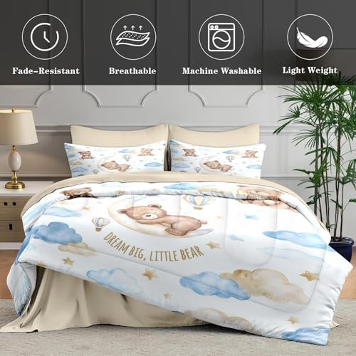 WeCozy Twin Comforter Set with Sheets, 5 Pieces Bear Cloud Bedding