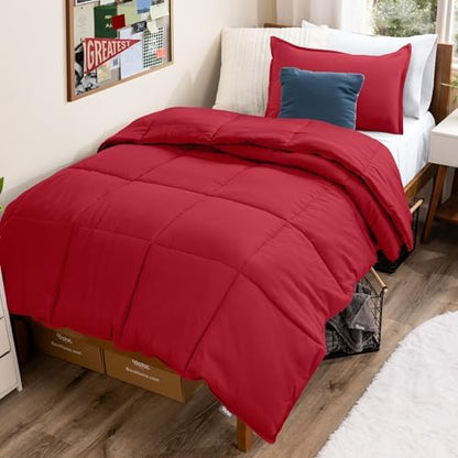 Bare Home Comforter Set - 1800 Ultra Soft (Twin/Twin XL, Red)
