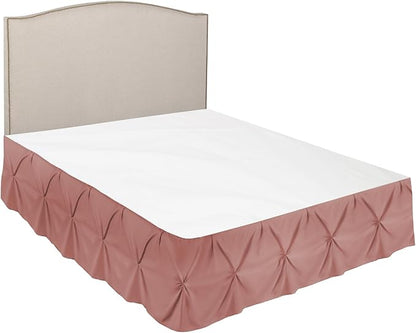 Nestl Pink Clay Bed Skirt King Size, Pinch Pleat King Bed Skirt, 14" Inch Drop King Bedskirt, Hotel Quality Pink Clay Bed Skirts, Premium Microfiber Bedskirt for King Bed, Pink Clay King Bed Skirt