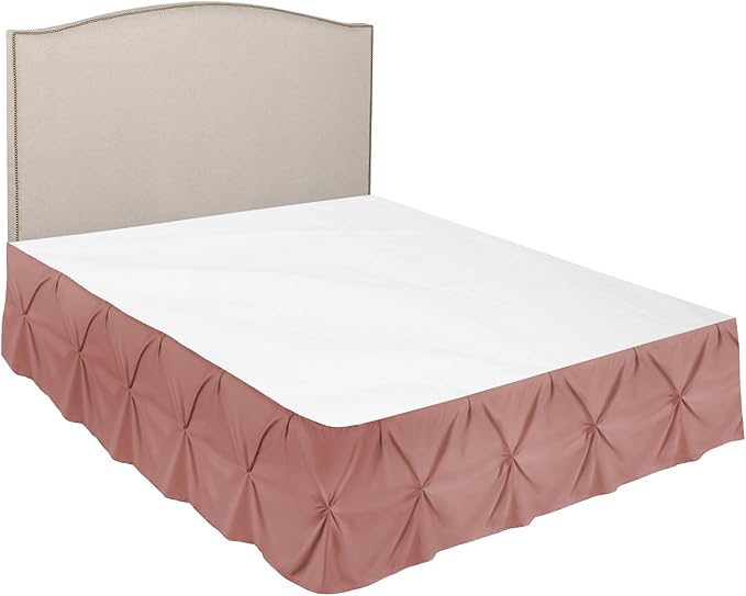 Nestl Pink Clay Bed Skirt Twin Size, Pinch Pleat Twin Bed Skirt, 14" Inch Drop Twin Bedskirt, Hotel Quality Pink Clay Bed Skirts, Premium Microfiber Bedskirt for Twin Bed, Pink Clay Twin Bed Skirt