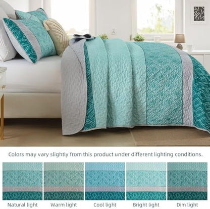 Cottolester Twin Quilt Set for Dorm Bedding, 2 Pieces Striped Bedspread