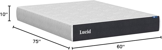 Lucid 10 Inch Memory Foam Mattress - Medium Feel - Infused with Refreshing Bamboo Charcoal and Cooling Gel - Bed in a Box - Temperature Regulating - Pressure Relief - Breathable - Short Queen Size