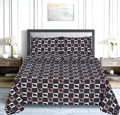 RUVANTI Flannel Sheets Set Full Size, Wilderness Plaid