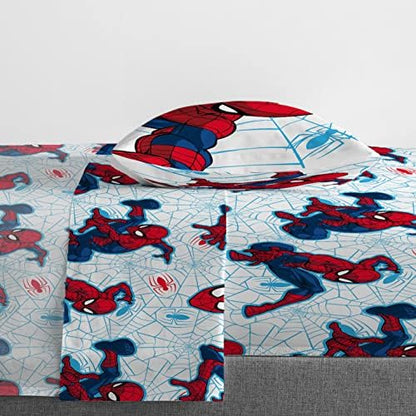 Marvel Spiderman Twin Comforter Set 5 Piece Kids Bedding for Boys, Blue