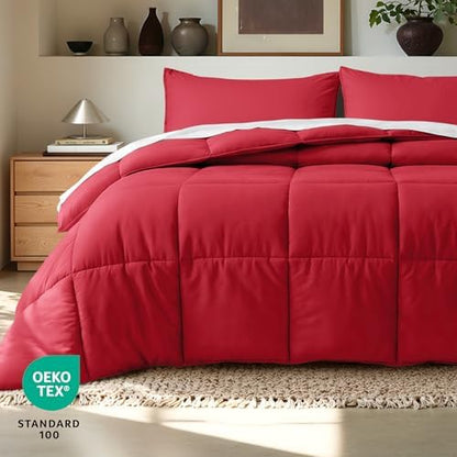 Bare Home Comforter Set - 1800 Ultra Soft (King, Red)