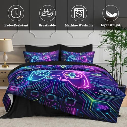 WeCozy 5 Pieces Twin Comforter Set for Boys - Gaming Bedding for Kids