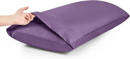 MILVOWOC 2Pcs Brushed Microfiber Body Pillowcases - 20 x 55 Inch, Purple Pillow Case Set Non Slip Envelope Pillow Cover with Moisture Absorption and Anti-Wrinkle Machine Washable