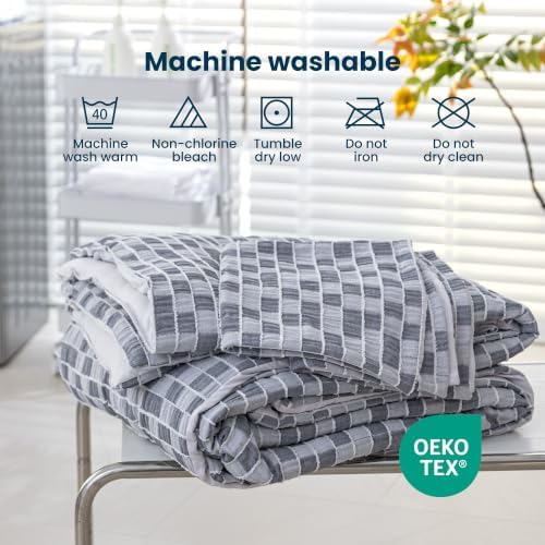 SLEEP ZONE Comforters Twin Set, Modern Lattice Bedding Set Gray 3 Pcs