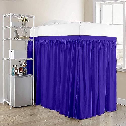 Twin XL 46" Inch Drop Long Dorm Bed Skirt, Ruffled Pattern College Dorm Room Bed Skirts, Split Corner, Easy Care, No Wrinkle Microfiber Bed Skirt