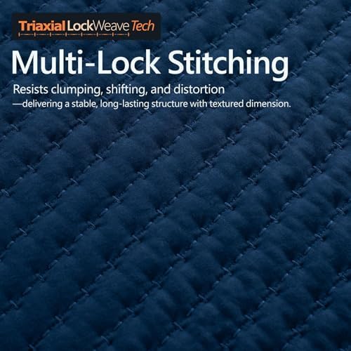 Oversized King Quilt Set 112 x 106 in, Lightweight, Dark Blue