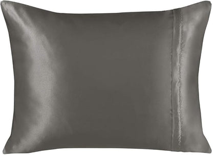 BLISSFORD Satin Pillowcase with Zipper, for Hair and Skin Care, Feels Soft and Cool Like a Silk Pillowcase, Satin Pillow Cases 2 Pack, Slik Pillow Cover, Grey, Queen Size, Set of 2