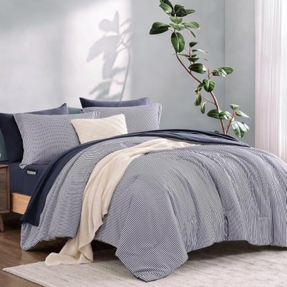Monbix Queen Comforter Set-7 Pieces Soft Bed in a Bag Queen Bedding Sets