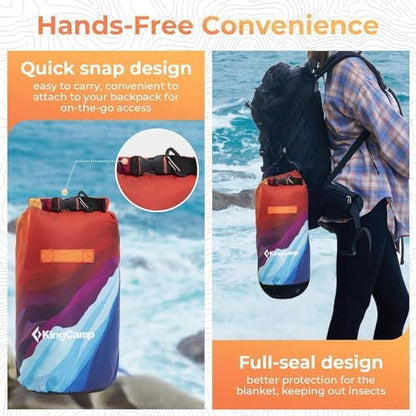KingCamp Ultralight Camping Blanket, Wearable Packable Blanket,79"x57"Peak