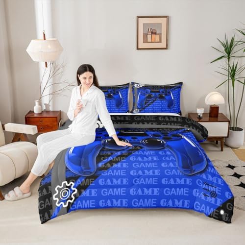 Feelyou Gamer Comforter Set King Size Game Controller Comforter for Kids