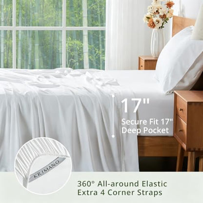 Bamboo Viscose Sheet Set Twin Size, Cooling Sheets Bed Set 3pcs