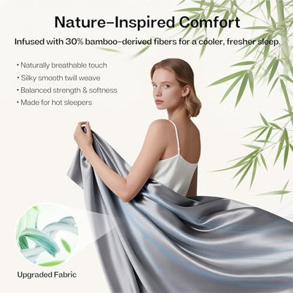 MR&HM Full Size Sheets 4 Pieces, Rayon Derived from Bamboo Blend