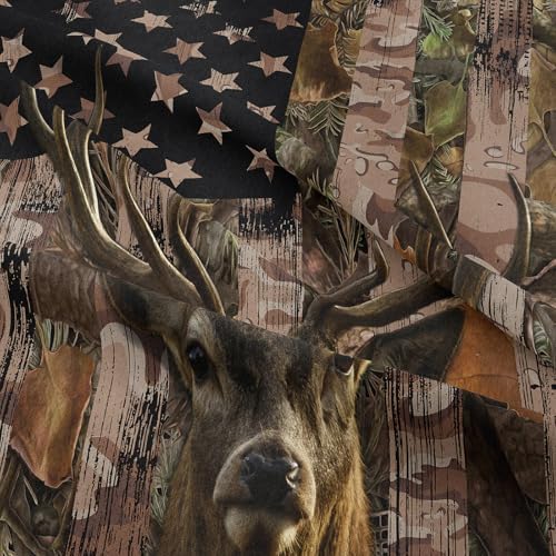 Tailor Shop 5PCS Deer Comforter Sets Full Bedding for Boys Kids Teens,American Flag Camo Bedding Sets Hunting Comforter Sets