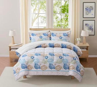Floral Comforter Set King Size with Sheets Bed in a Bag – Deep Pocket Fitted Sheet with Elastic Corners, Cozy Comforter, Pillowcases & Shams – Soft Microfiber All Season Bedding – Machine Washable