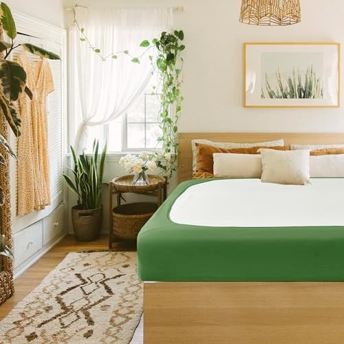 Box Spring Cover Full Size-Sage Stretch Wrap Around 4 Sided Bed Skirt