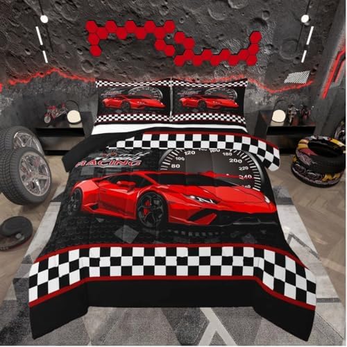 Feelyou Race Car Bedding Set Twin Size for Boys Girls