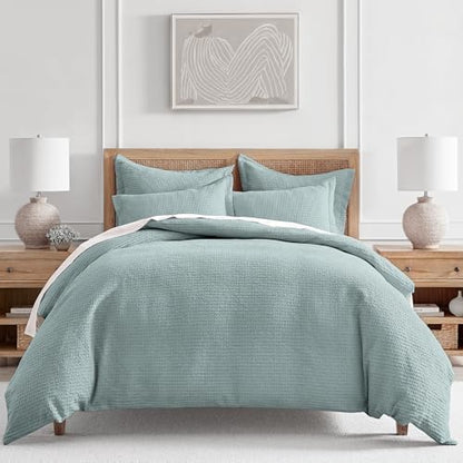 Levtex Home - Cloud Waffle Blue Haze Comforter Set - Full/Queen Comforter + Two Standard Pillow Cases - Waffle Weave - Blue Haze - Comforter (90 x 94in.) and Pillow Case (26 x 20in.) - Cotton