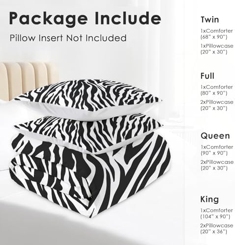 Pamnest Full Comforter Set, 3 Pieces Zebra Stripe Bedding, All Season