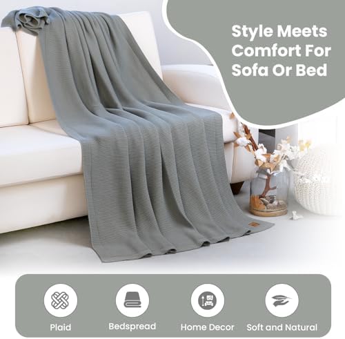 Dalisa Alina GOTS Organic Cotton Throw Blanket, Green, 60x80 in