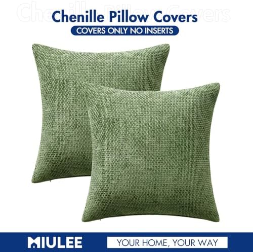 MIULEE Decorative Couch Throw Pillow Covers 20x20 Inch Sage Green 2 Pack