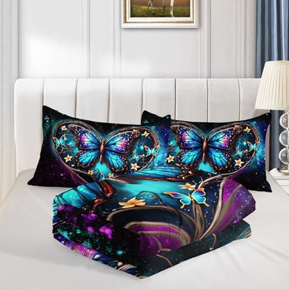 Aesthetic Butterfly King Comforter Set with 2 Pillowcases.
