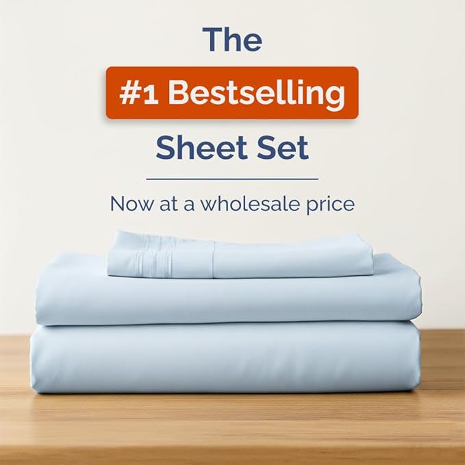 Bulk Case Pack of 16 Sheet Sets - (16) Complete Twin XL Size Sheet Sets w/ Deep Pockets - Wholesale Bulk Bedding for Hotels, Spas & Airbnbs - Breathable, Cooling & Wrinkle Free - (Twin XL, Sky Blue)