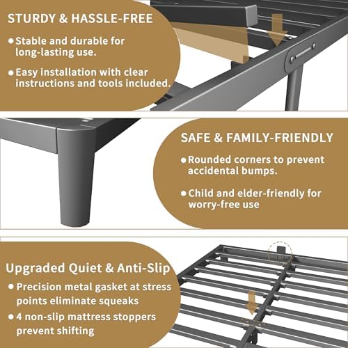 ITIMIDI 6 Inch Full Platform Bed, Heavy Duty Steel, No Box Spring, Black